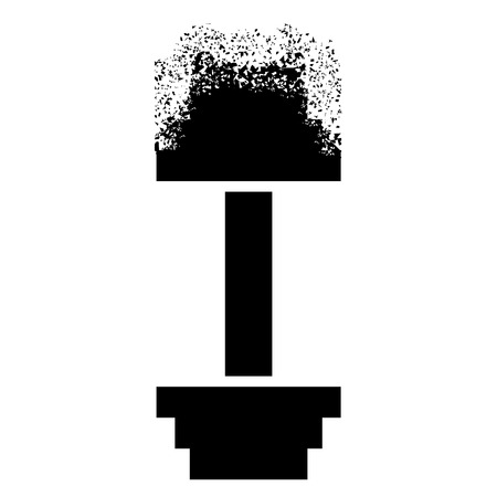 Dumbbell silhouette with particles isolated on white background.のイラスト素材