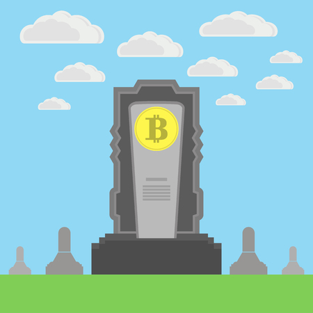 Monument of Bitcoin on Blue Sky Backgroundのイラスト素材