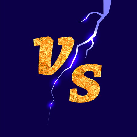 Concept of Confrontation, Together, Standoff, Final Fighting. Versus VS Letters Fight Background with Lightningのイラスト素材