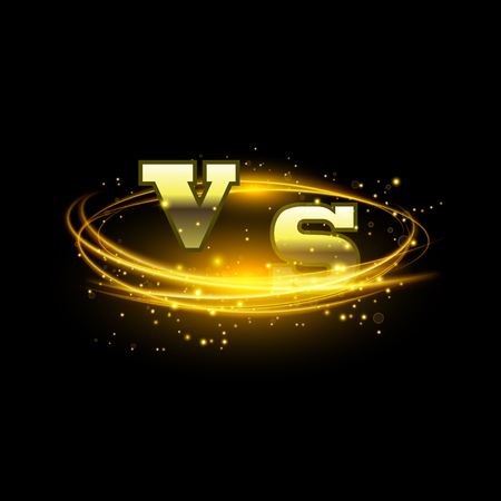 Concept of Confrontation, Together, Standoff, Final Fighting. Versus VS Letters Fight Background with Lightsのイラスト素材