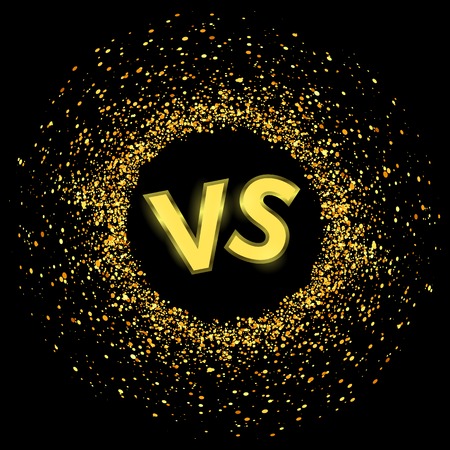 Concept of Confrontation, Together, Standoff, Final Fighting. Versus VS Letters Fight Background with Gold Parts.のイラスト素材