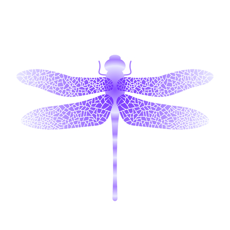 Blue stylized dragonfly isolated on white background.のイラスト素材