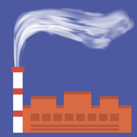 Factory Chimney and Smoke on Blue Sky Background. Environmental Pollutionのイラスト素材