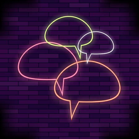 Colorful Speech Bubbles Set on Brick Backgroundのイラスト素材