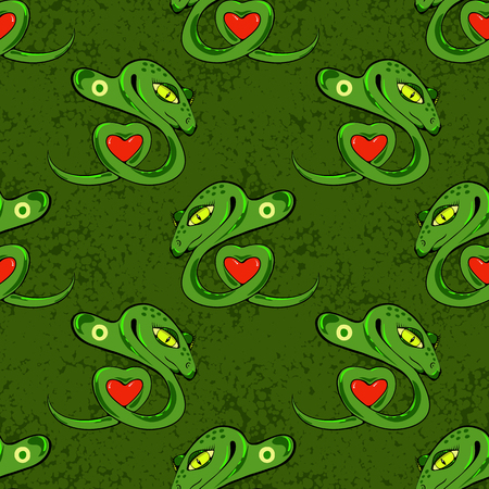 Green Snake Seamless Background. Animal Pattern. Attack Crawling  Danger Predatorのイラスト素材
