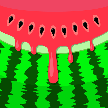 Fresh Sweet Natural Ripe Watermelon Pattern with Black Seedsのイラスト素材