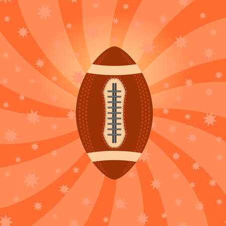 American Football Ball Isolated on Red Background. Rugby Sport Icon. Sports Equipment Oval Design Element.のイラスト素材
