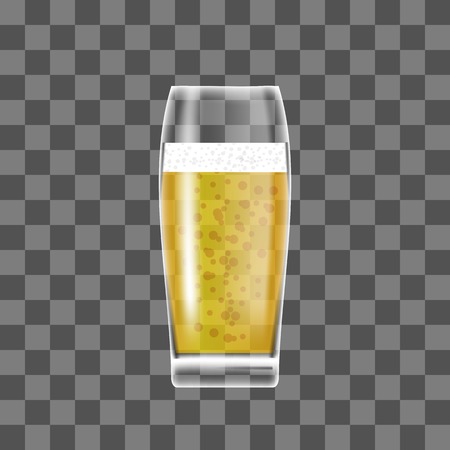 Transparent Beer Glass on Grey Checkered Backgroundのイラスト素材