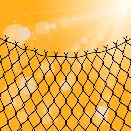 Sun and Wire Barb on Yellow Background. Freedom Concept. Peace Day.のイラスト素材