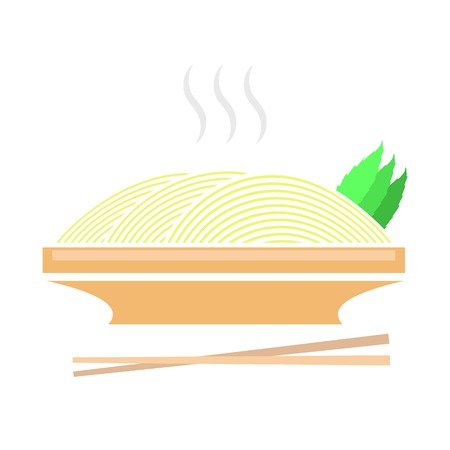 Noodles Soup Silhouette. Italian Spaghetti or Boiled Pasta. Cooking Lunch. Organic Meal on Plate.のイラスト素材
