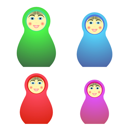 Set of Colorful Wooden Nestling Dolls. Matryoshka Traditional Russian Symbol.のイラスト素材