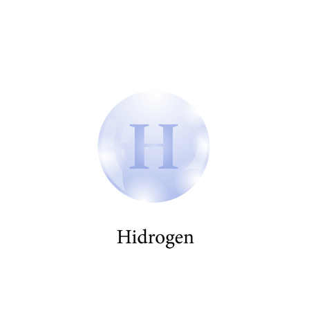 Molecule of Hidrogen Isolated on White Background. Chemical Element of the Periodic Table.のイラスト素材