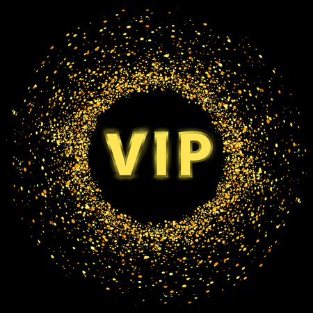 Golden Glitter Texture with VIP   Isolated on Black Backgroundのイラスト素材