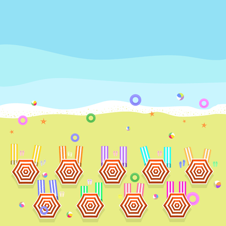 Summer Banner with a Beach Vacation Background. Tropical Travel, Holiday Paradise Resort Template. Top View.のイラスト素材