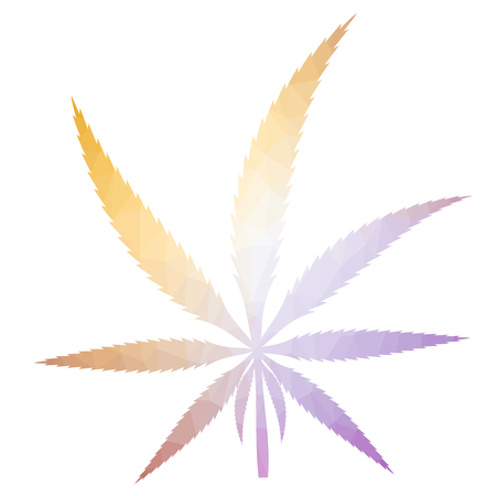 Polygonal Cannabis Leaf Icon. Colored Medical Marijuana.のイラスト素材