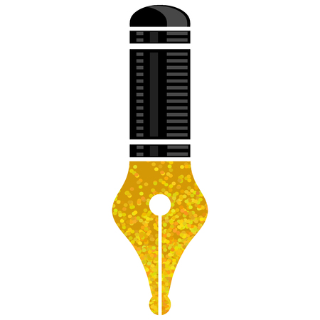 Gold Nib Icon Isolated on White Background. Fountain Logo Design.のイラスト素材