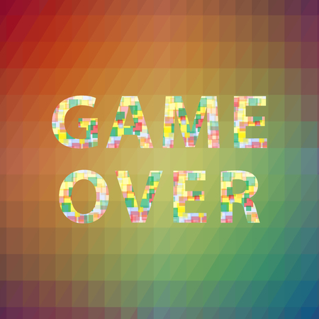 Game Over Colorful Sign on Square Polygonal Background. Gaming Concept. Video Game Screen.のイラスト素材