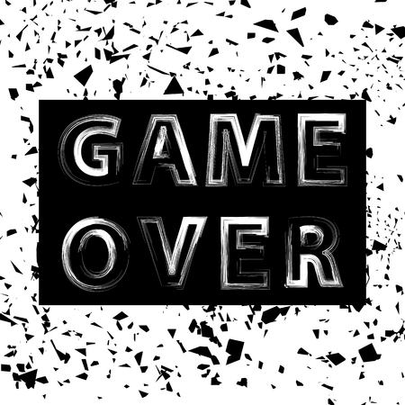 Grunge Game Over Sign. Gaming Concept. Video Game Screen. Typography Design Poster with Letteringのイラスト素材