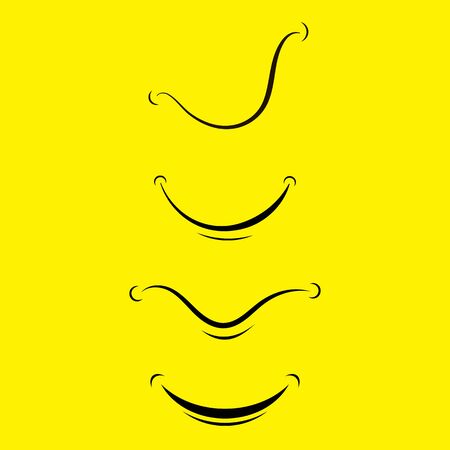 Cartoon Smile  Isolated on Yellow Backgroundのイラスト素材