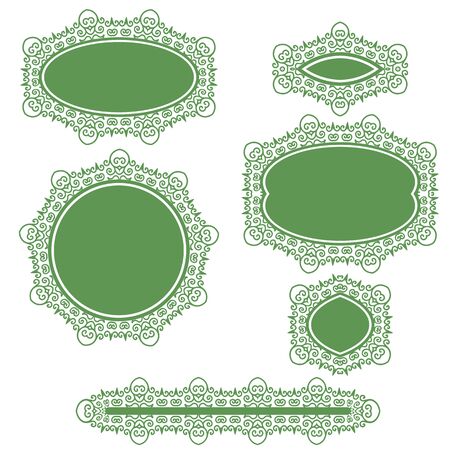 Green Floral Frame for Cosmetics Isolated on White Backgroundのイラスト素材