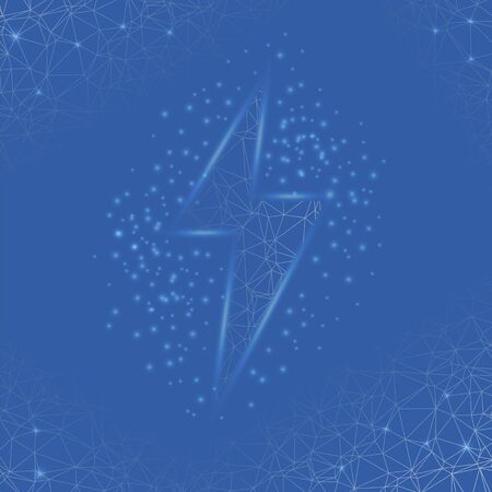 Thunder and Bolt Lighting Polygonal Flash   on Blue Backgroundのイラスト素材