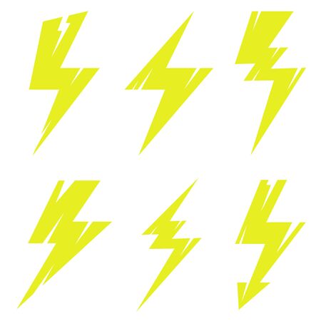 Thunder and Bolt Lighting Polygonal Flash   Set on White Backgroundのイラスト素材