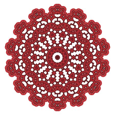 Red Ornamental Line Pattern. Round Texture. Oriental Geometric Ornament.のイラスト素材