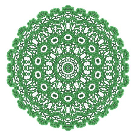 Green Ornamental Pattern. Round Texture Oriental Geometric Ornament.のイラスト素材