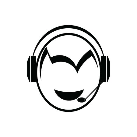Call Center Help. Customer Service. Support and Contact Icon. Agent or Operator Avatar. Man Wearing Headsets for Communication. Professional Assistant or Consultant Symbol.のイラスト素材