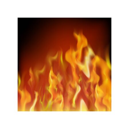 Flame Isolated over Black Background. Hot Red and Yellow Burning Fire with Flying Embers.のイラスト素材