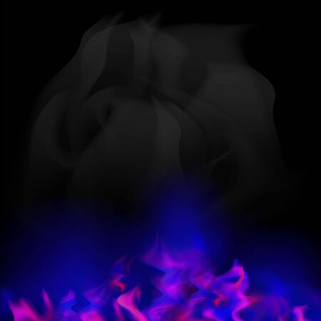 Gas Burning Fire with Flying Embers on Blurred Black Background.のイラスト素材