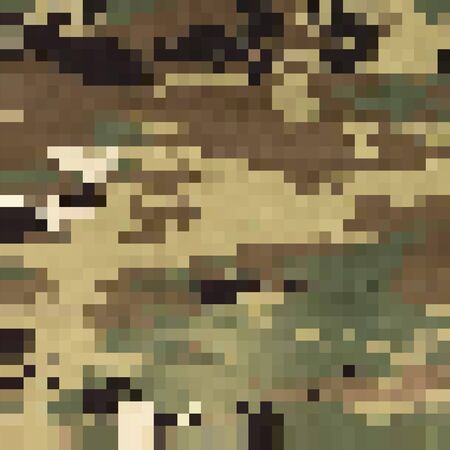 Urban Camouflage Background. Army Abstract Modern Military Pattern. Green Pixel Fabric Textile Print for Uniforms and Weapons.のイラスト素材