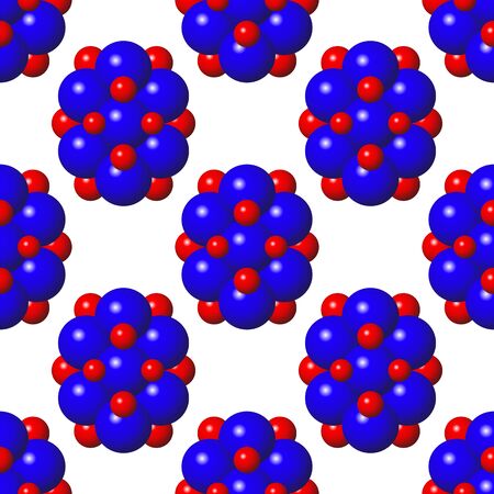 Abstract Molecules Design. Blue Red Spheres Seamless Pattern. Molecular Structure Atoms. Medical Background for Banner.のイラスト素材