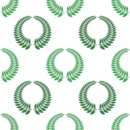 Summer Green Leaves Isolated on White Background. Seamless Different Leaves Pattern.のイラスト素材