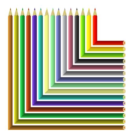Set of Colorful Pencils Isolated on White Background.のイラスト素材