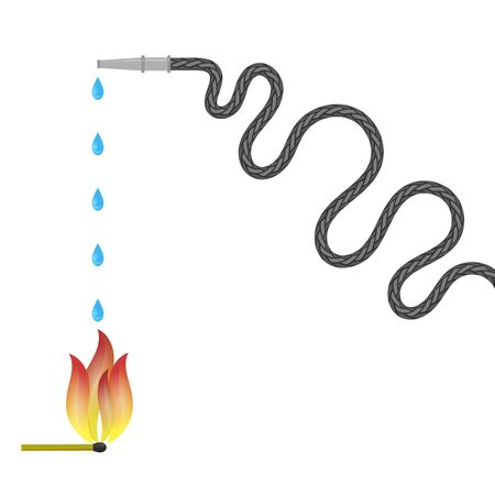 Fire Hose Reel and Burning Matches on White Background.のイラスト素材