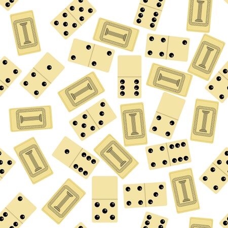 Domino Seamless Pattern Isolated on White Background. Board Game Texture.のイラスト素材