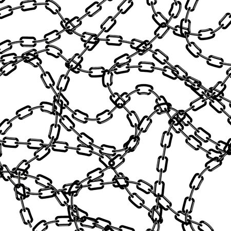 Set of Different Metal Chains Isolated on White Background. Metallic Pattern.のイラスト素材