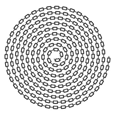 Grey Chain Spiral Isolated on White Background.のイラスト素材