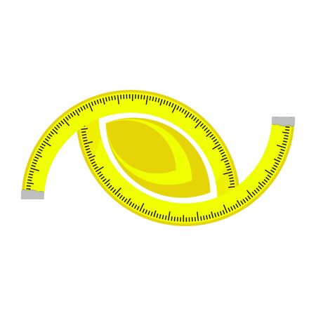Hand Holding Roulette Construction Tool. Industrial Measure Tape Icon Isolated on White Background.のイラスト素材