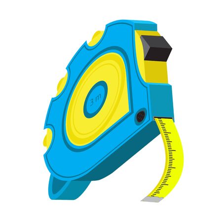 Hand Holding Roulette Construction Tool. Isometric Industrial Measure Tape Icon Isolated on White Background.のイラスト素材