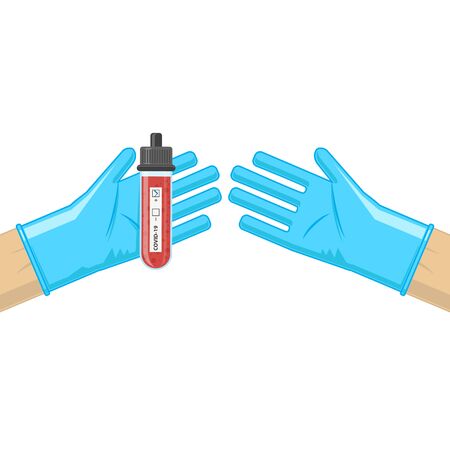 Test Tube with Blood Isolated on White Background. Stop Pandemic Novel Coronavirus. COVID-19 Virus.のイラスト素材