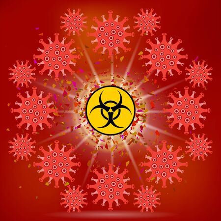 Stop Pandemic Novel Coronavirus Sign and Biohazardのイラスト素材