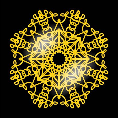 Gold Frame Isolated on White Background. Yellow Metallic Circle. Retro Luxury.のイラスト素材