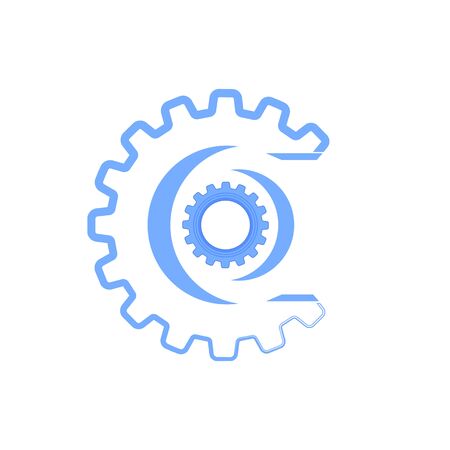 Techno Banner with Geometric Gear Wheels Icon. Machinery. Modern Mechanism Cog Concept. Technologic Mechanical Cogwheel Tool on White Background. Teamwork Symbol. Part of Transmission.のイラスト素材