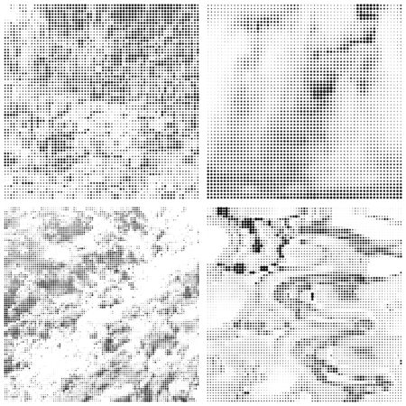 Halftone Pattern. Set of Dots. Dotted Texture on White Background. Overlay Grunge Template. Distress Linear Design. Fade Monochrome Points. Pop Art Backdrop.のイラスト素材