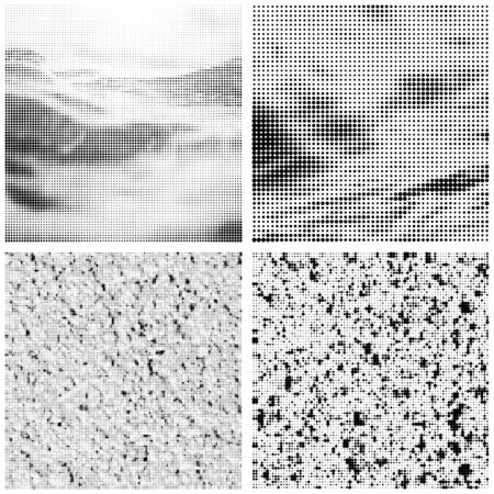 Halftone Pattern. Set of Dots. Dotted Texture on White Background. Overlay Grunge Template. Distress Linear Design. Fade Monochrome Points. Pop Art Backdrop.のイラスト素材