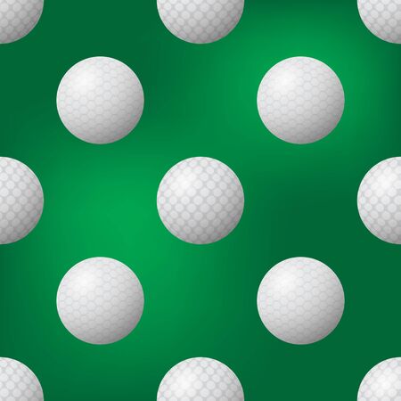 Realistic Golf Ball Icon Seamless Pattern on Blurred Green Background.のイラスト素材
