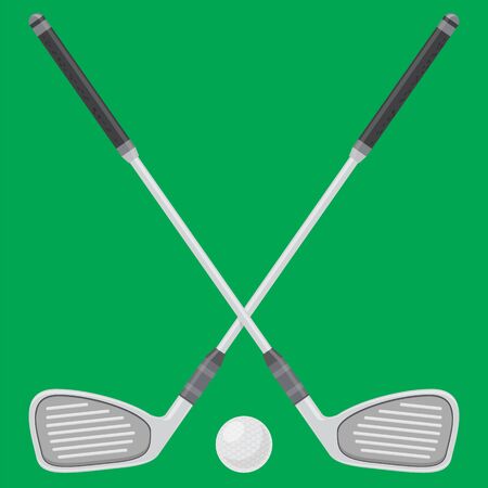 Golf Ball and Sticks Isolated on Green Backgroundのイラスト素材