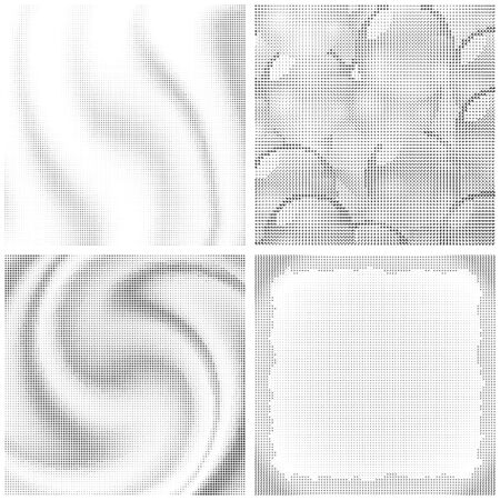 Halftone Pattern. Set of Dots. Dotted Texture on White Background. Overlay Grunge Template. Distress Linear Design. Fade Monochrome Points. Pop Art Backdrop.のイラスト素材